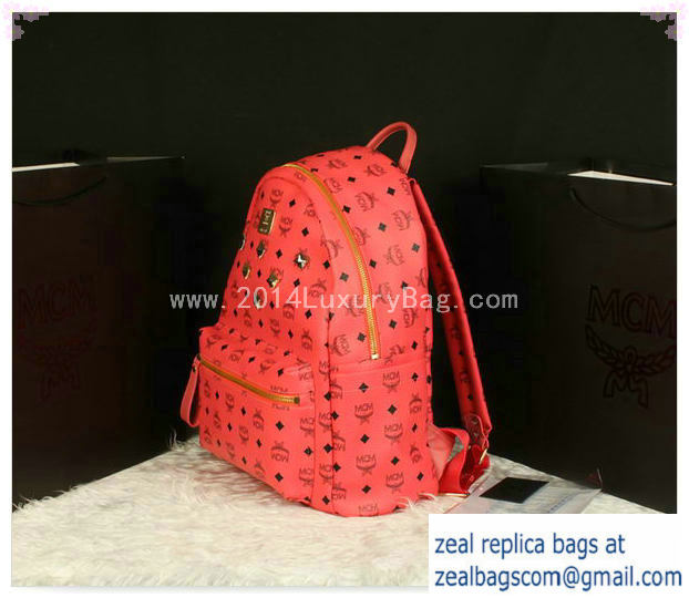 High Quality Replica MCM Stark Backpack Jumbo in Calf Leather 8006 Light Red - Click Image to Close